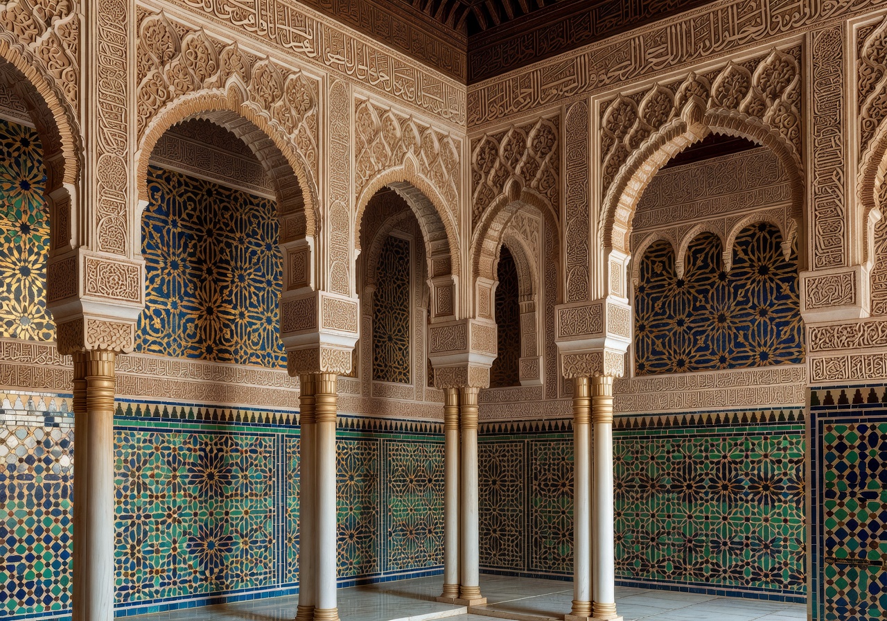 Sala del Museo de la Alhambra con piezas originales del palacio